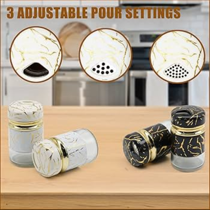 Adjustable Marble-Pattern Spice Shakers