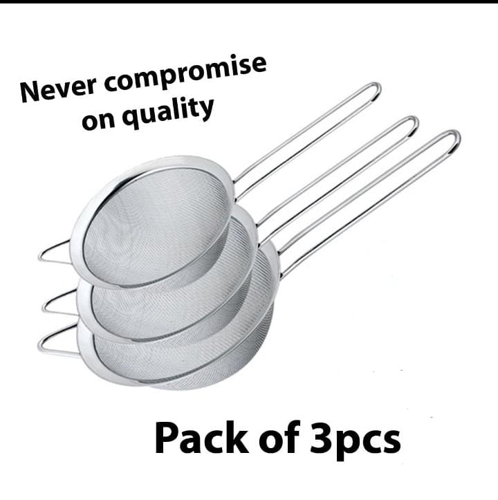 Premium Stainless Steel Mesh Strainer Set (Pack of 3)