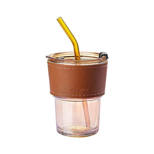 Premium Glass Tumbler with Straw
